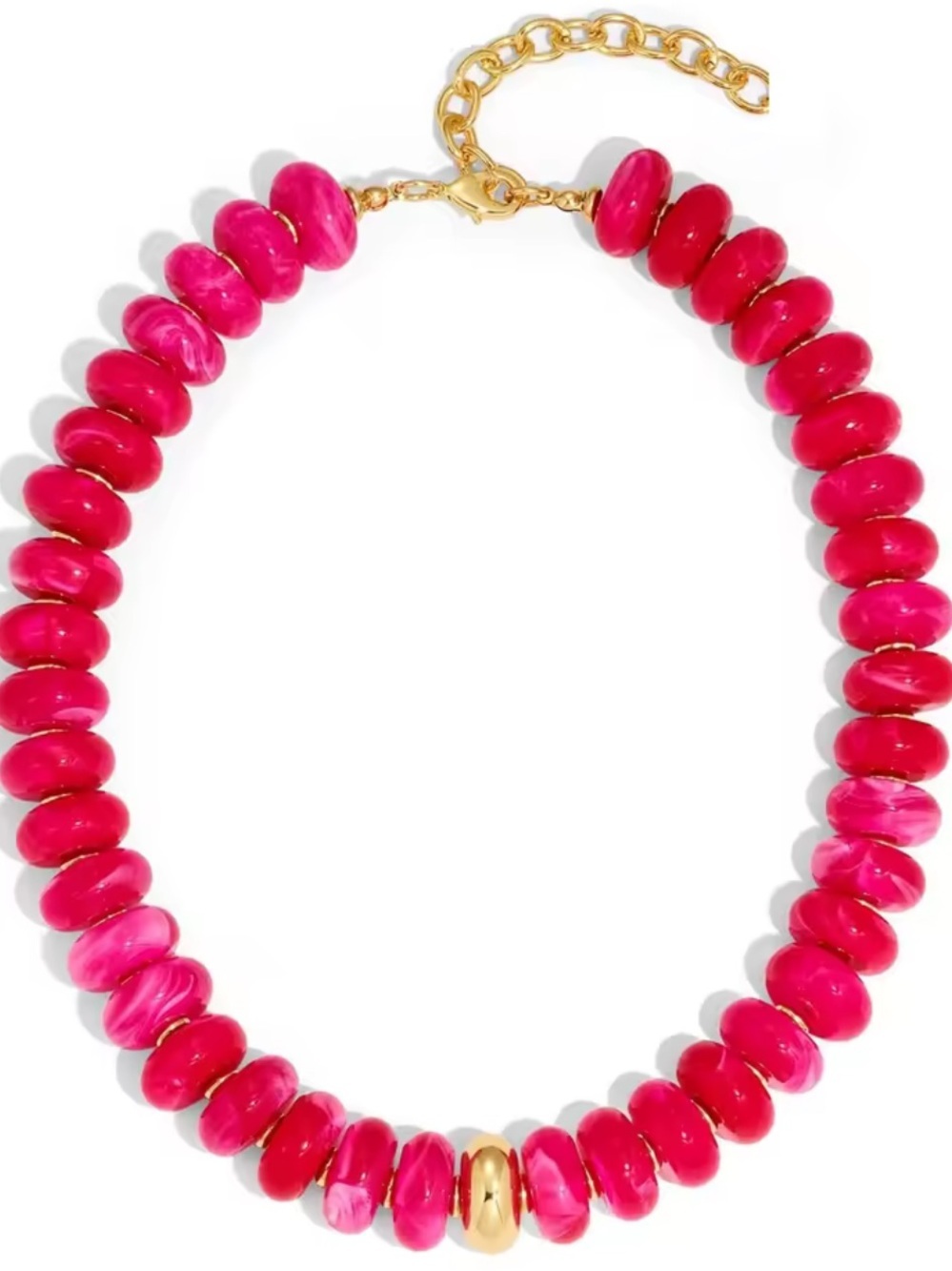 Hot Pink Beaded Gold Necklace - Picture 2 of 2